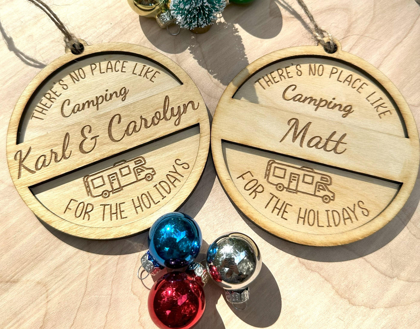 Personalized Class C RV No Place Like Camping Ornament