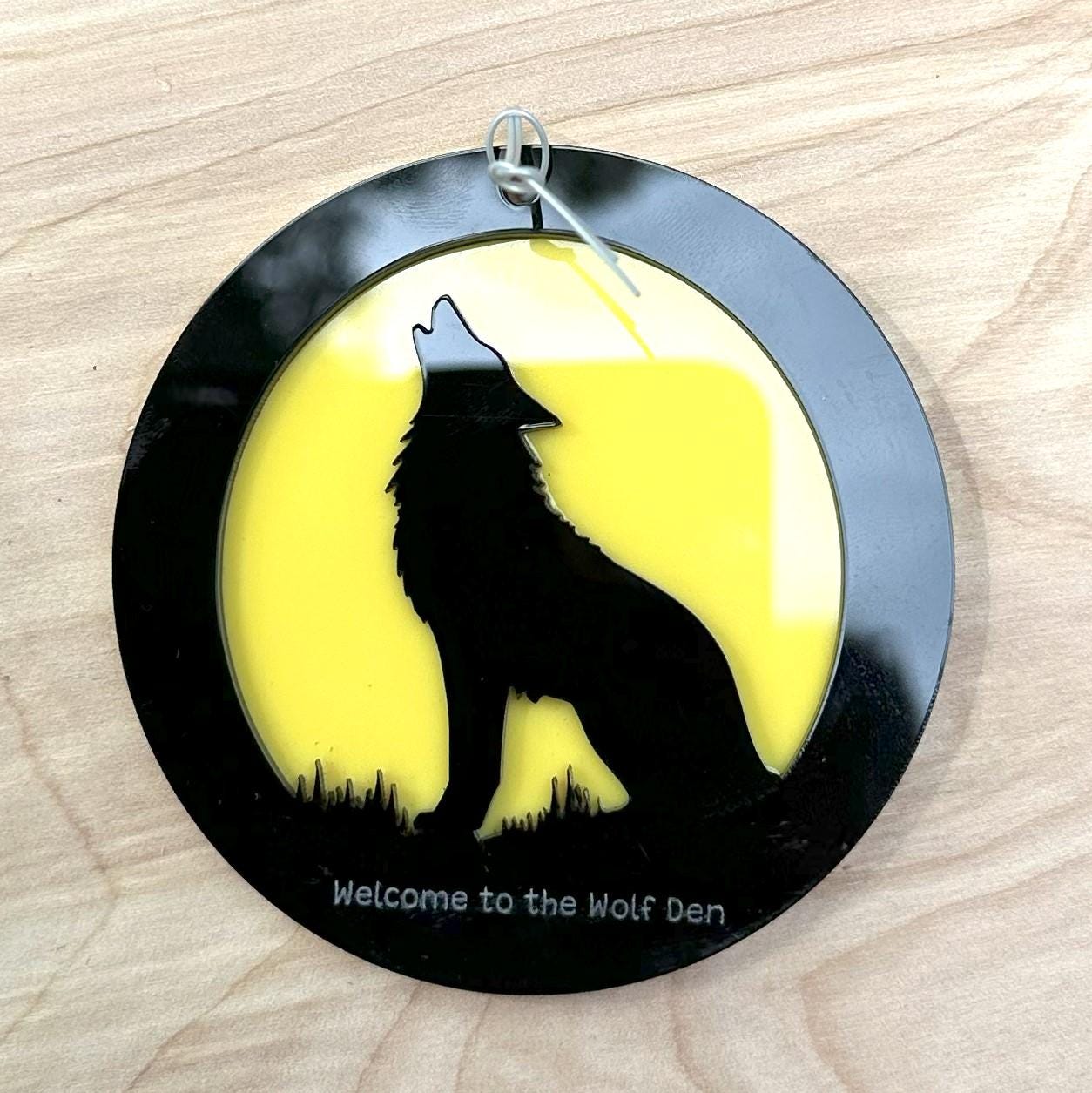 Acrylic Wolf Howling at the Moon Ornament