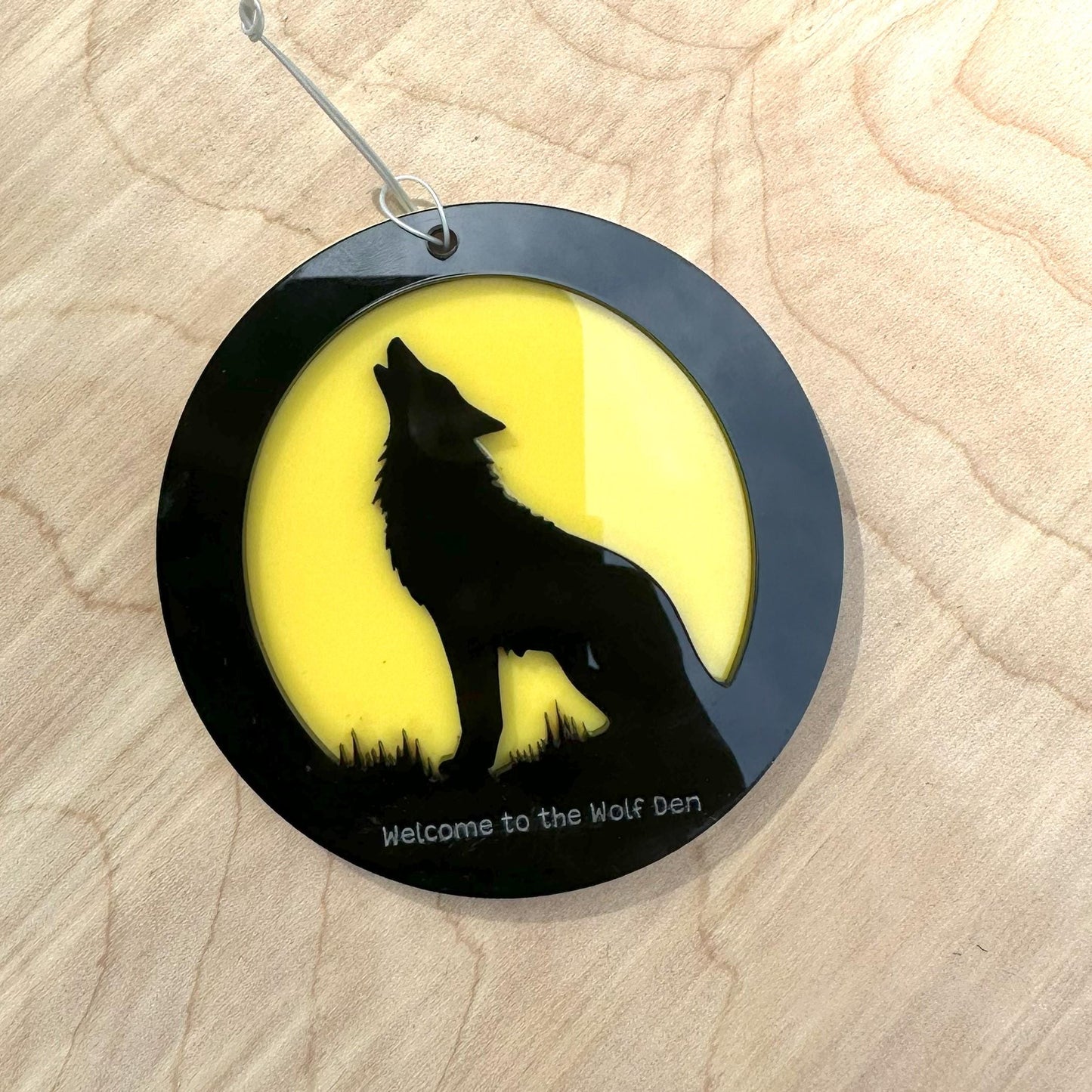Acrylic Wolf Howling at the Moon Ornament