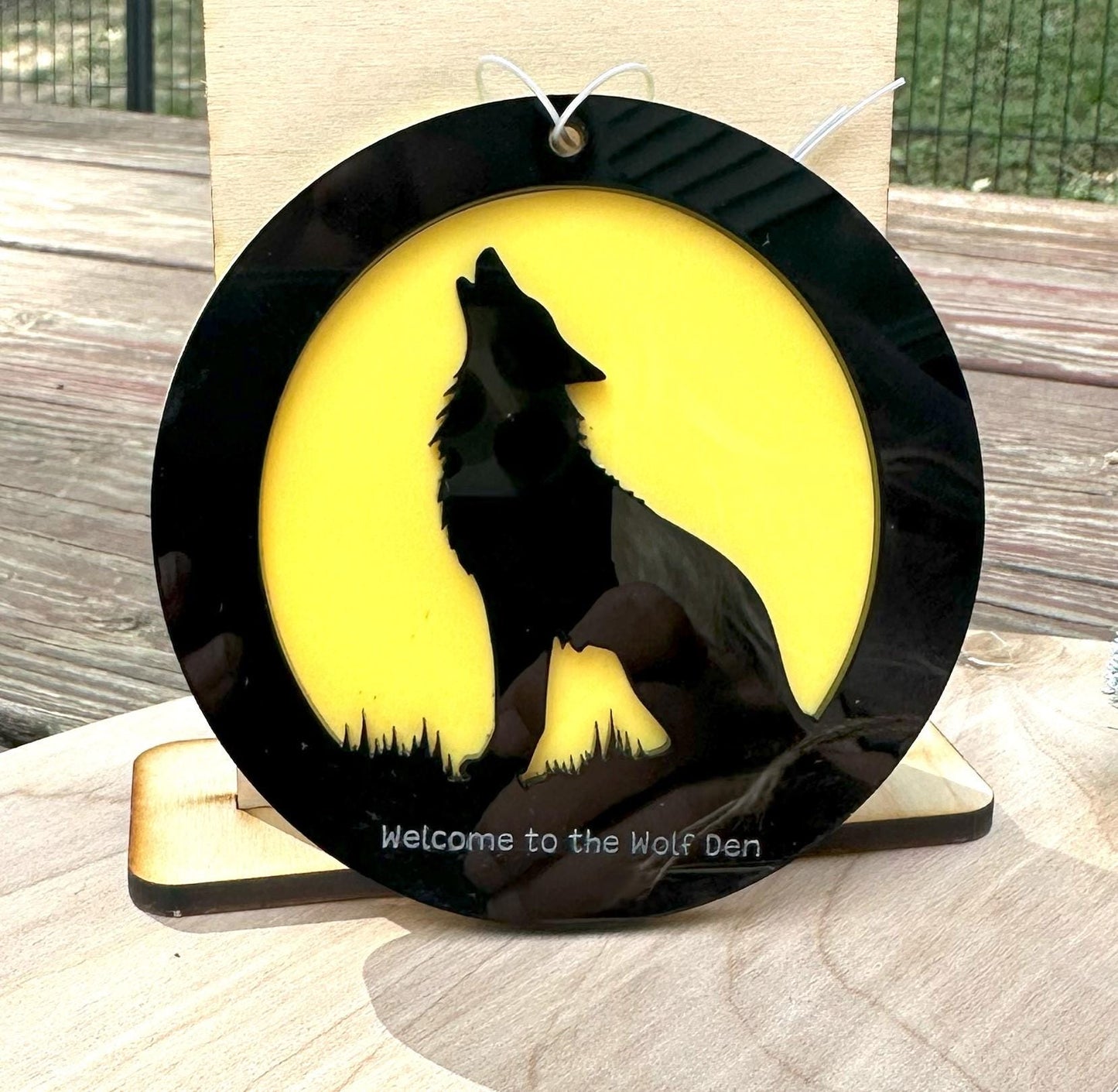 Acrylic Wolf Howling at the Moon Ornament