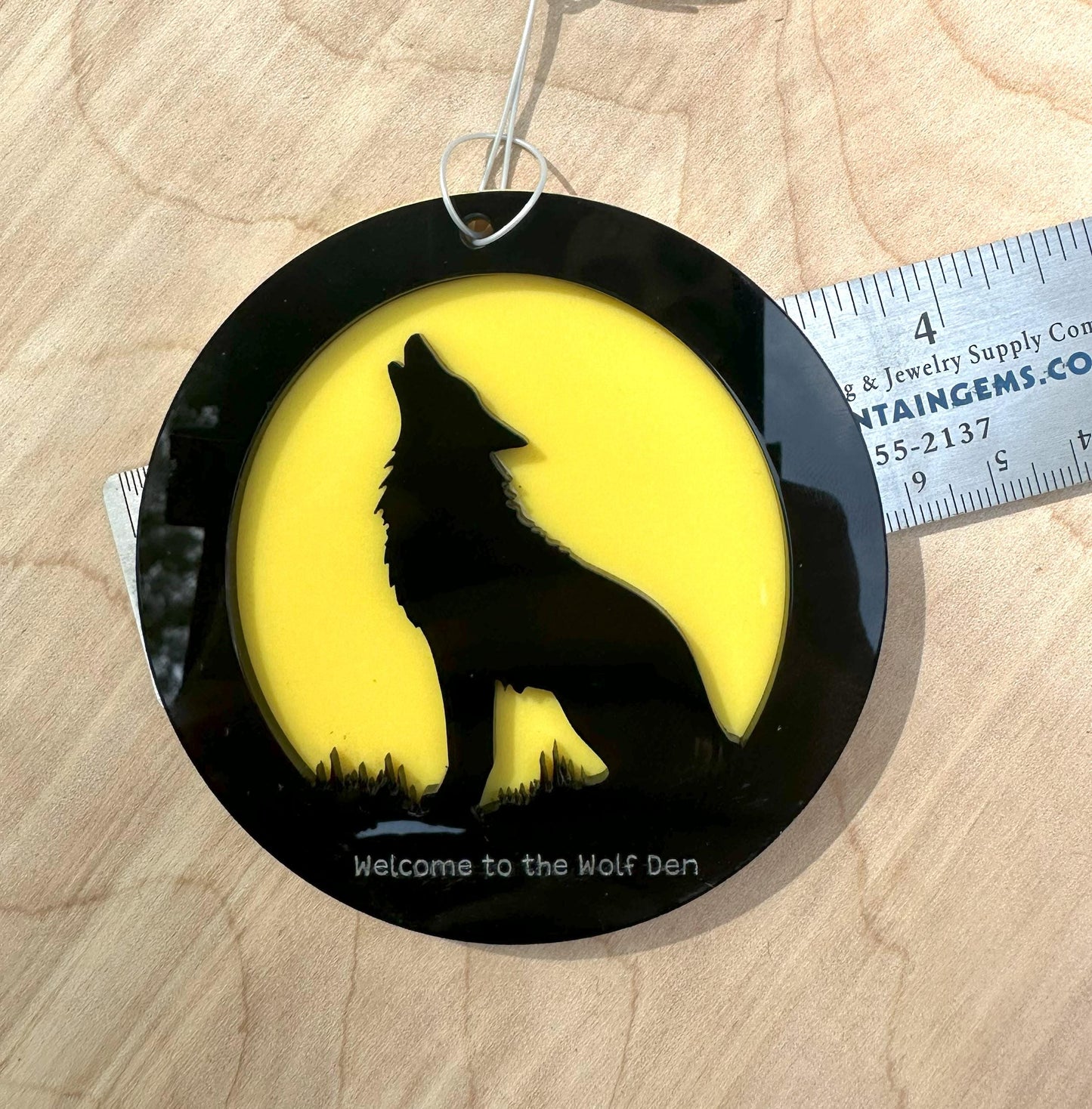Acrylic Wolf Howling at the Moon Ornament