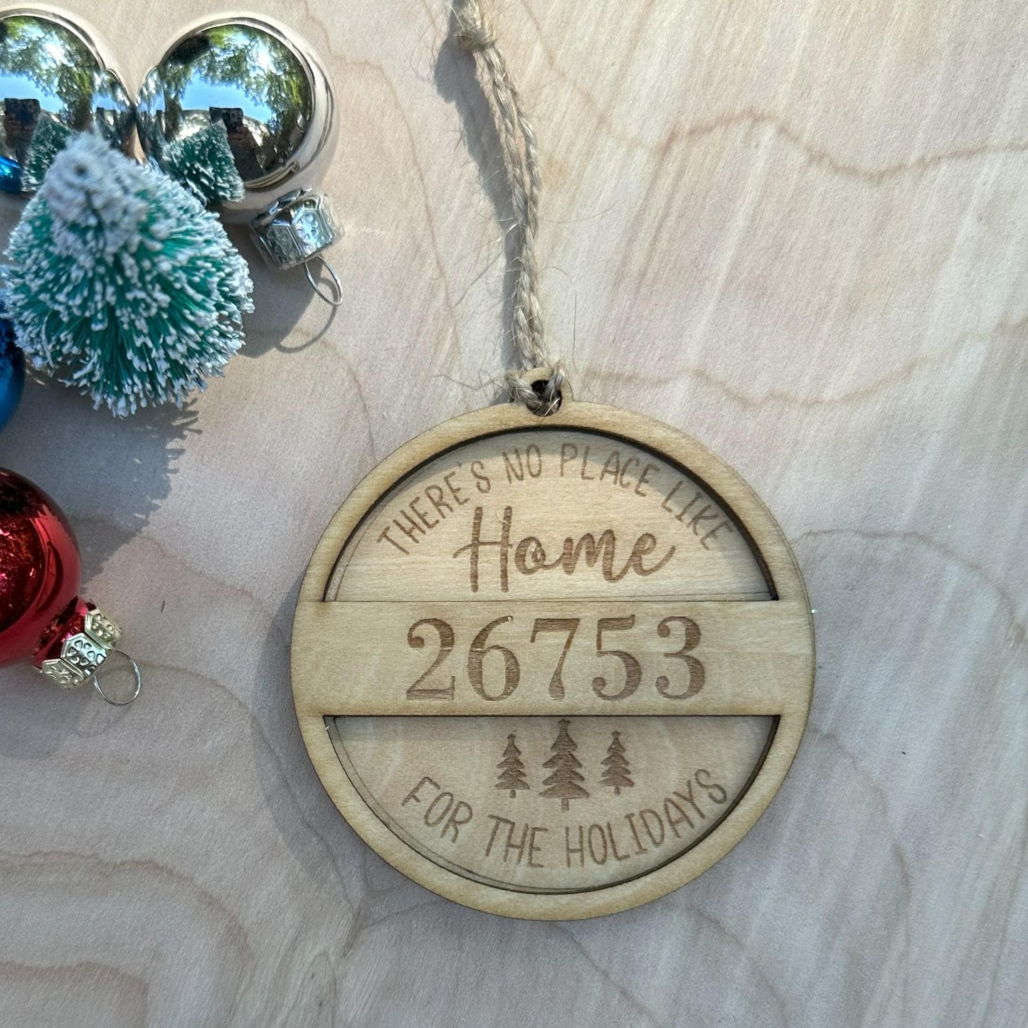 Personalized Engraved Rustic Zip Code Ornament