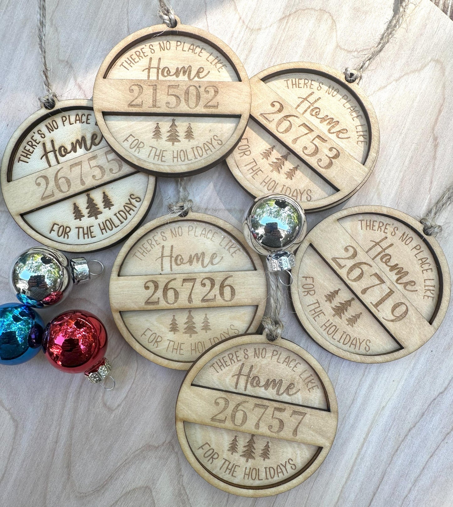 Personalized Engraved Rustic Zip Code Ornament