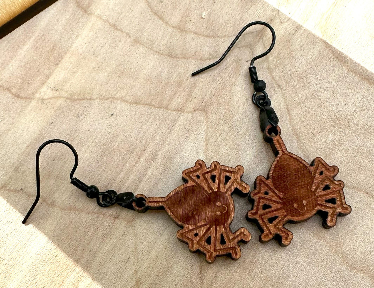 Happy Halloween Spider Earrings, Black Stainless Steel Ear Wires