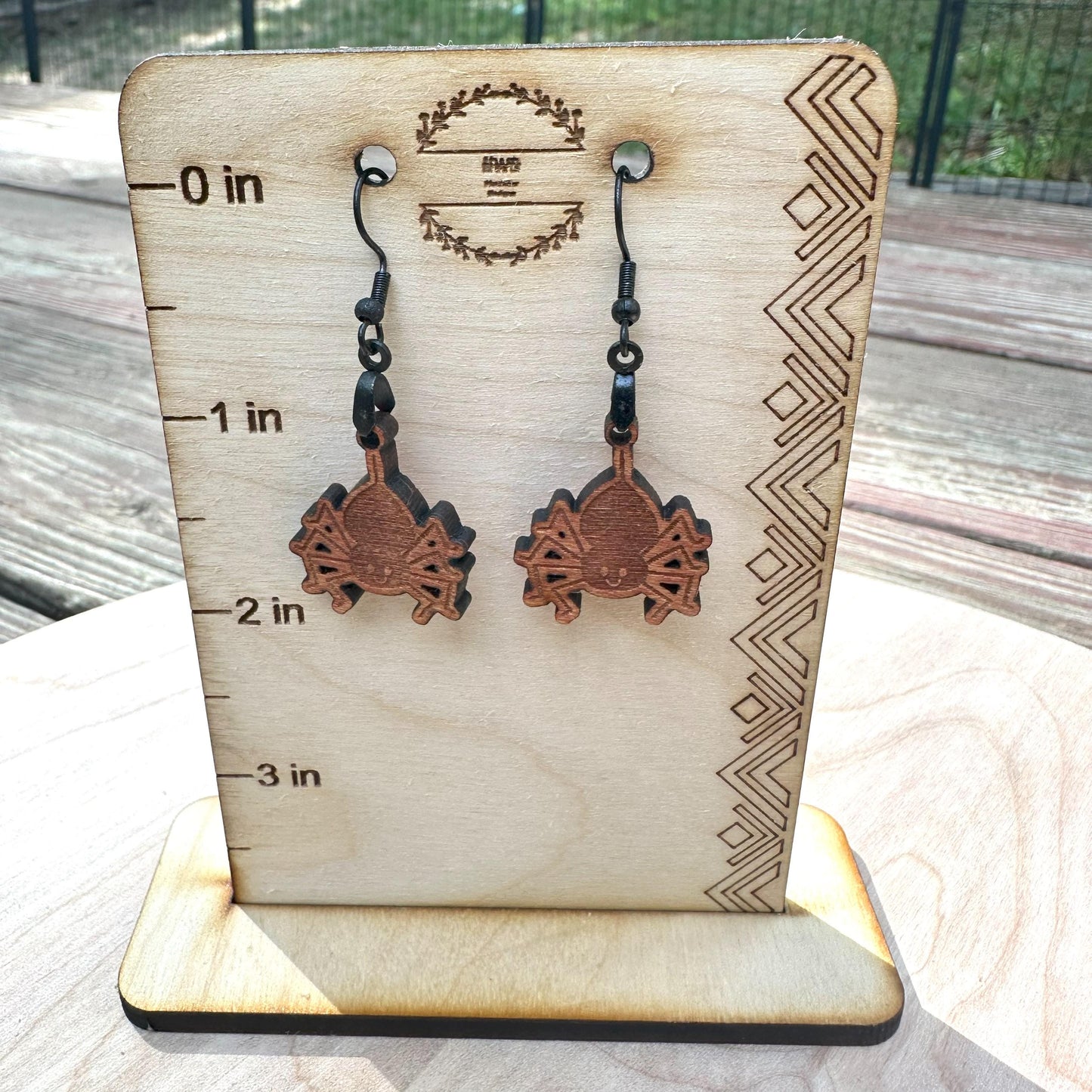Happy Halloween Spider Earrings, Black Stainless Steel Ear Wires
