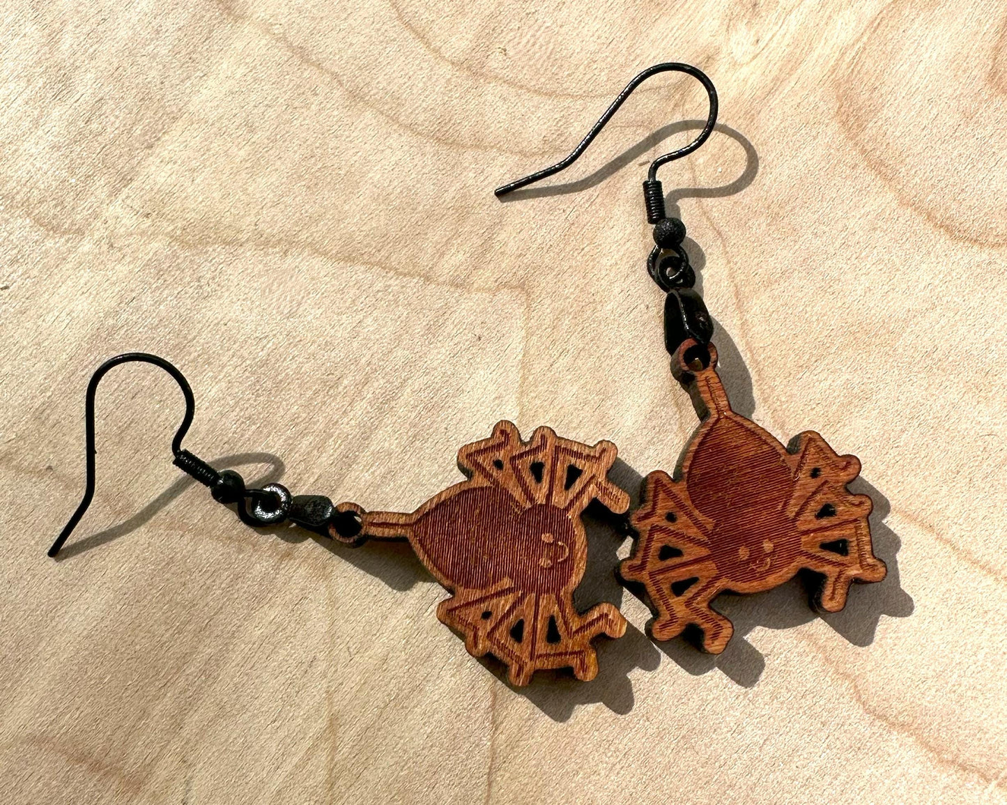 Happy Halloween Spider Earrings, Black Stainless Steel Ear Wires