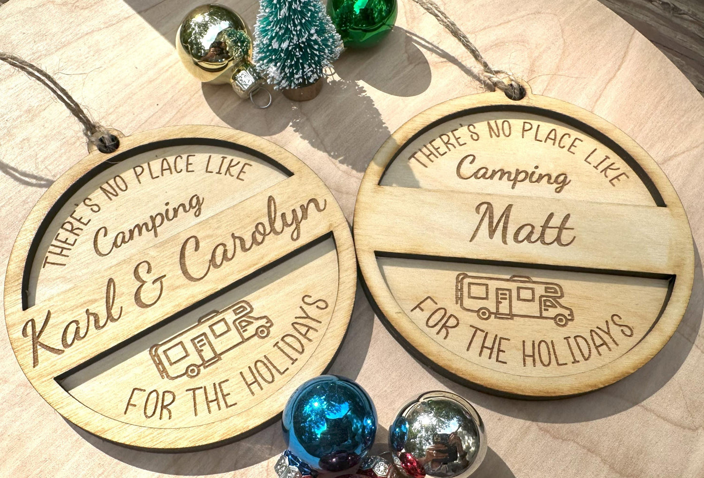 Personalized Class C RV No Place Like Camping Ornament