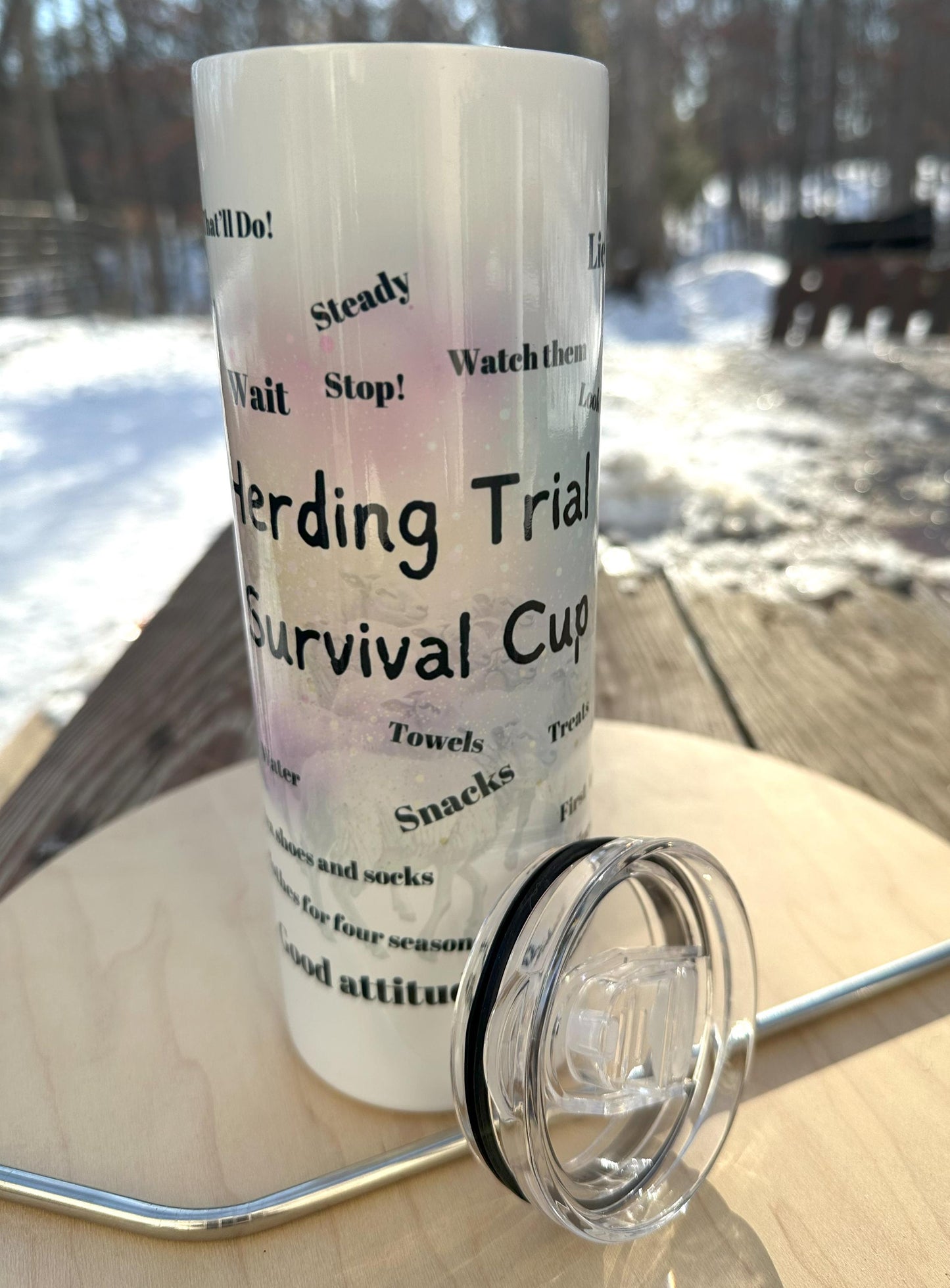 Herding Trial Survival Tumbler, Sheepdog, Dog Sport Humor, 20oz Tumbler