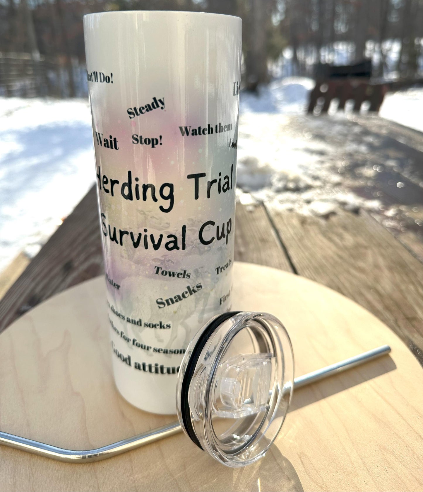 Herding Trial Survival Tumbler, Sheepdog, Dog Sport Humor, 20oz Tumbler
