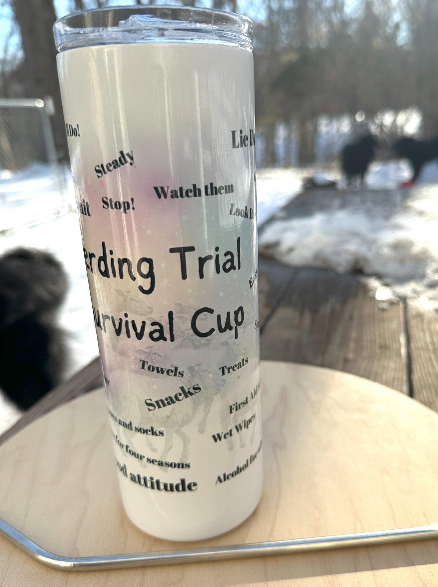 Herding Trial Survival Tumbler, Sheepdog, Dog Sport Humor, 20oz Tumbler