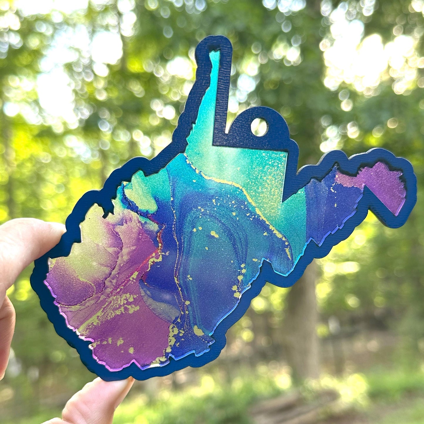 Acrylic Inlay West Virginia Suncatcher, WV Lover Gift