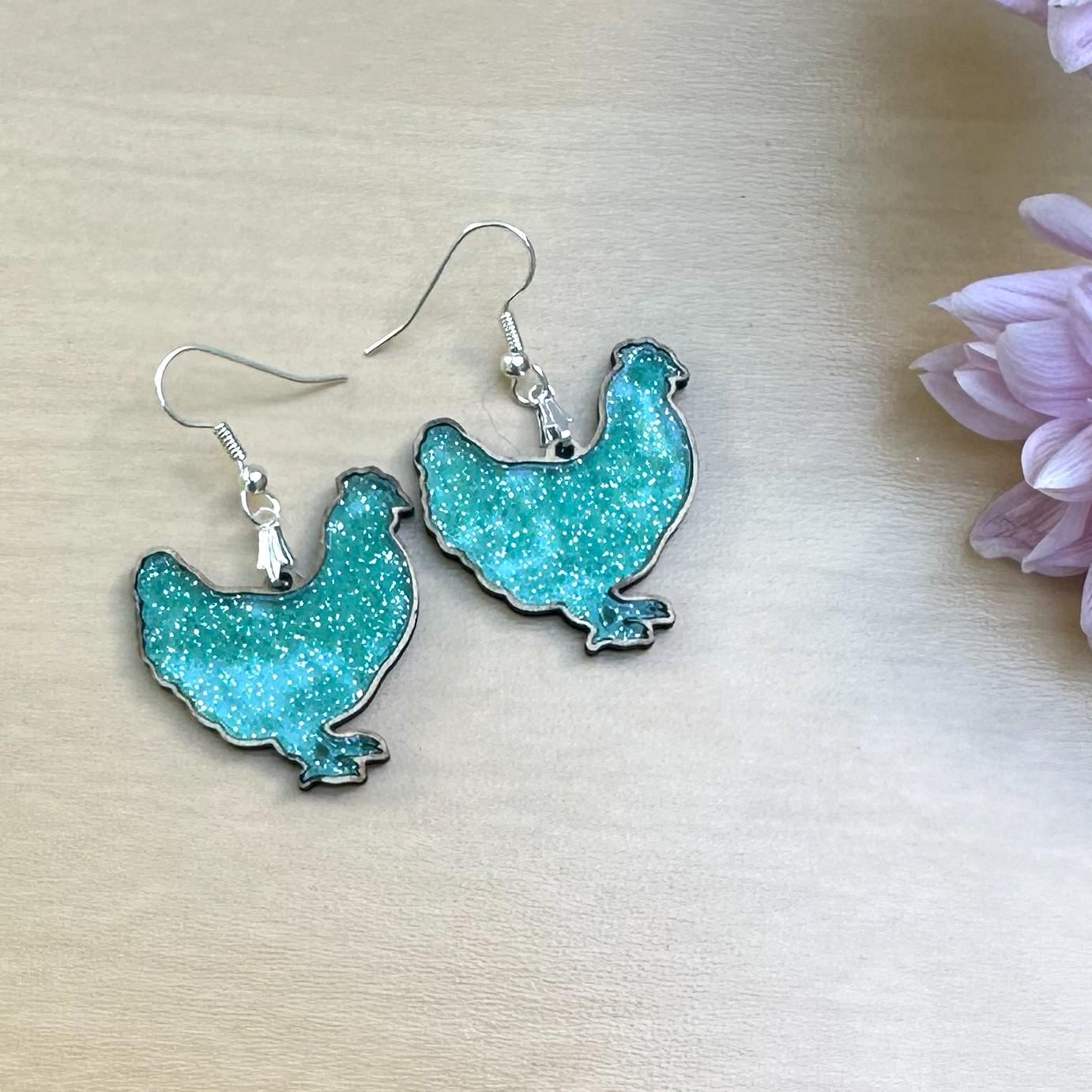 Chicken Mama Acrylic Inlay Earrings