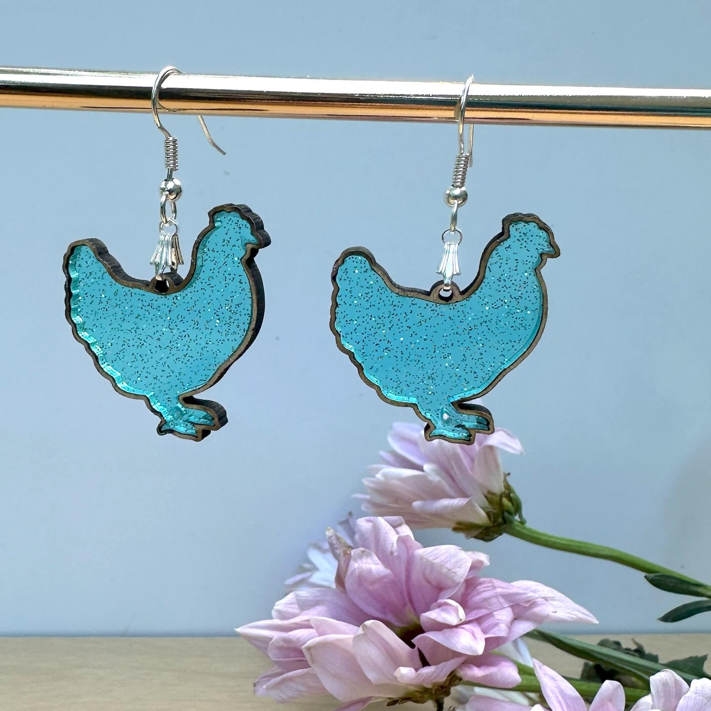 Chicken Mama Acrylic Inlay Earrings