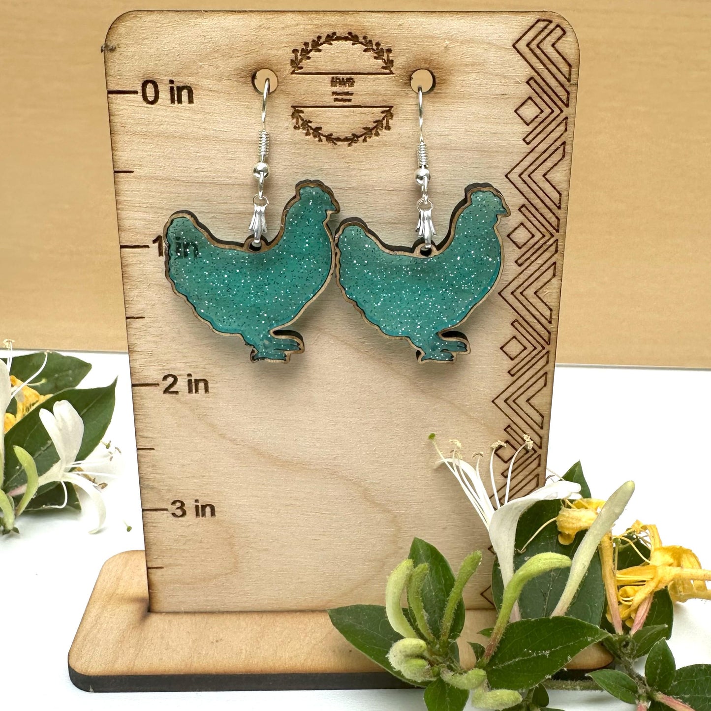 Chicken Mama Acrylic Inlay Earrings