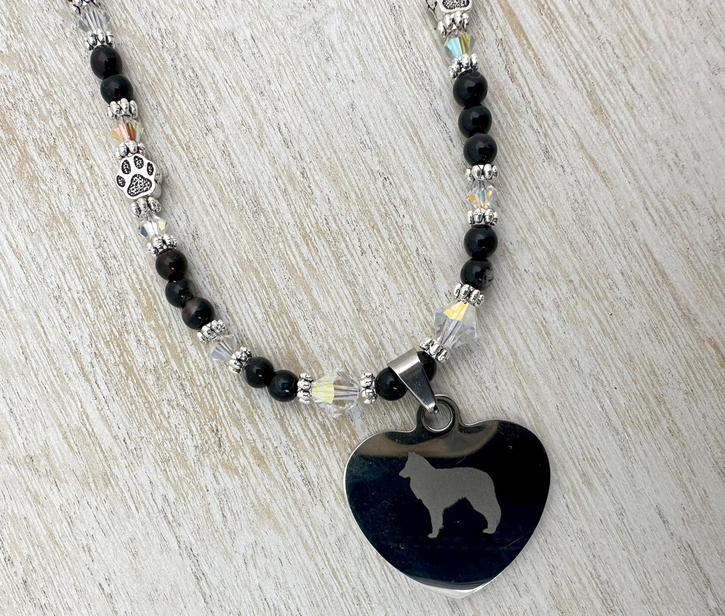 Handmade Belgian Sheepdog Necklace, 20"