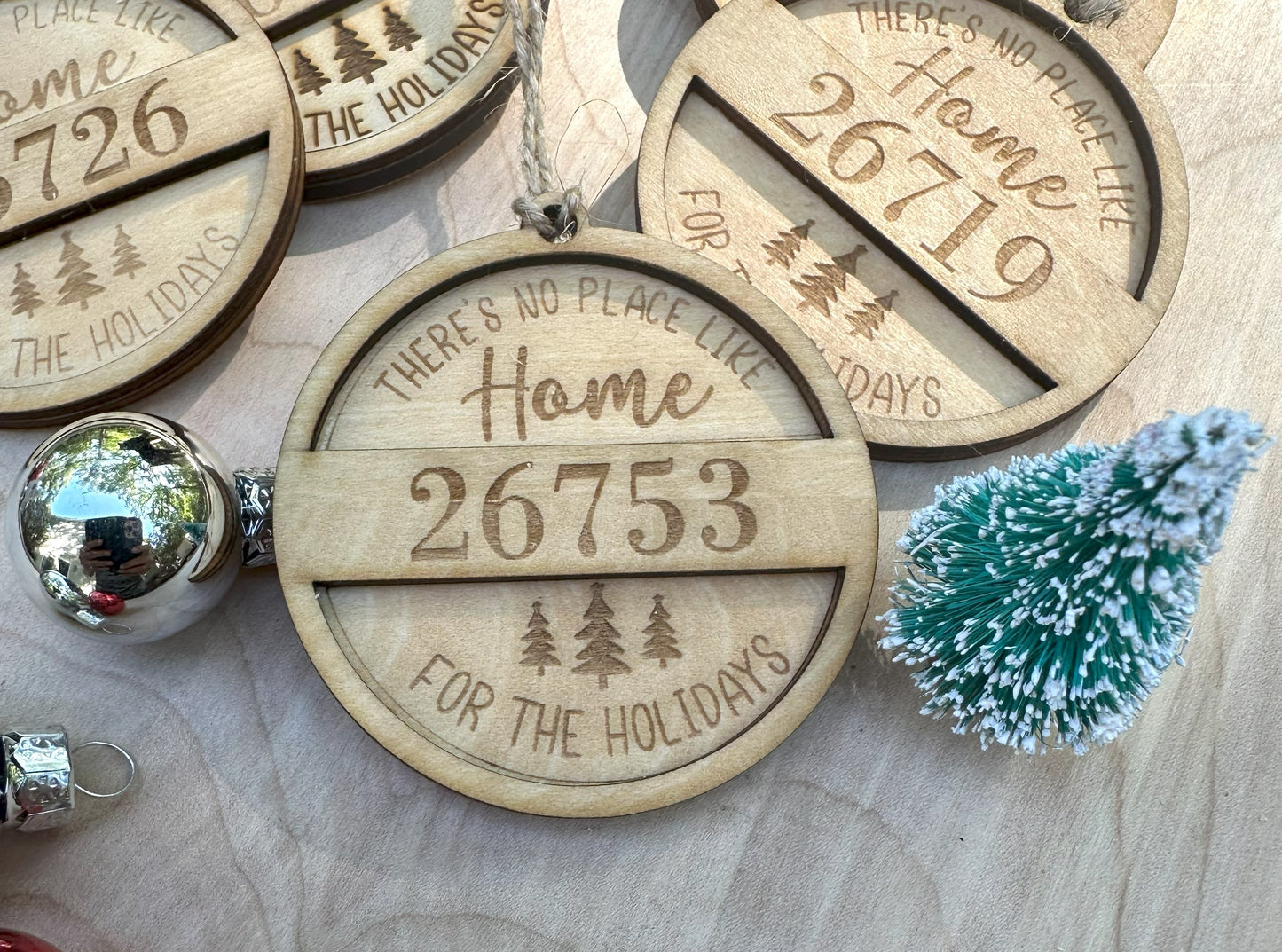 Personalized Engraved Rustic Zip Code Ornament