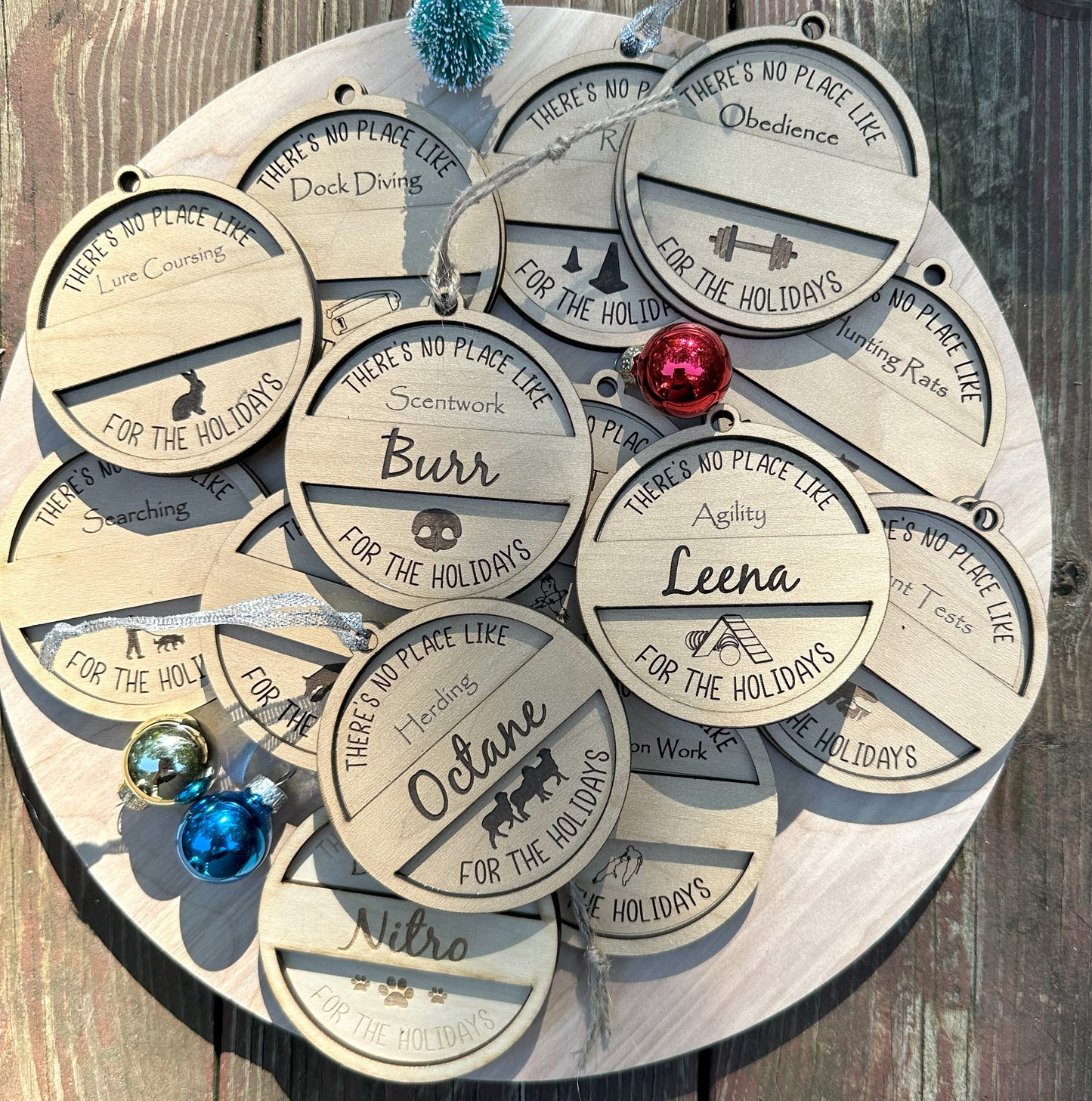 Dog Sport Wood Christmas Ornaments, Personalized, Multiple Sports