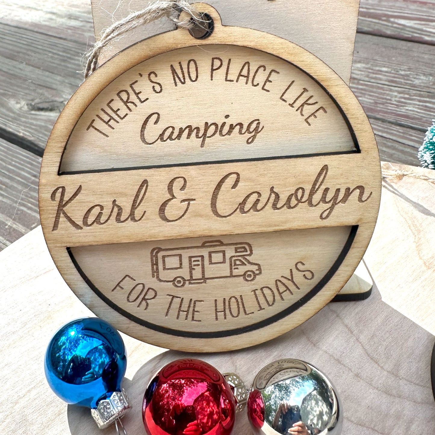 Personalized Class C RV No Place Like Camping Ornament