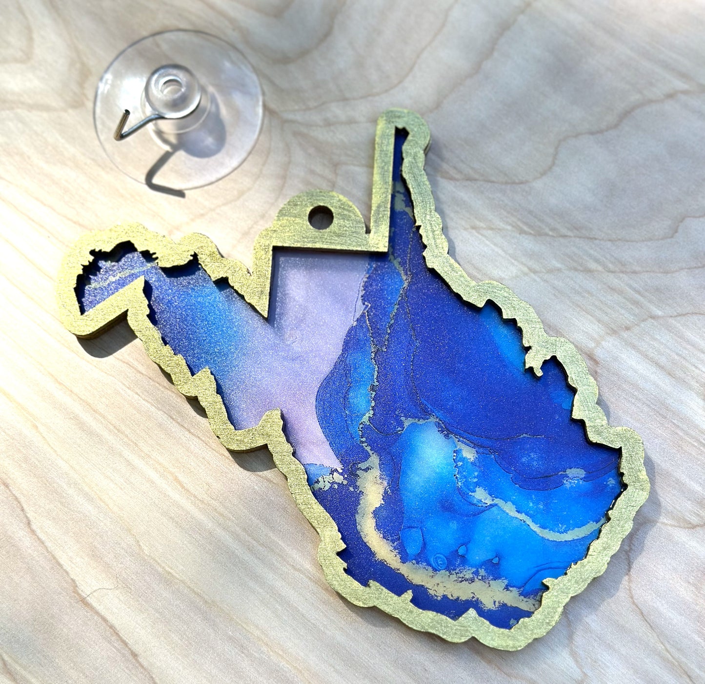West Virginia Suncatcher, Blue and Gold WV