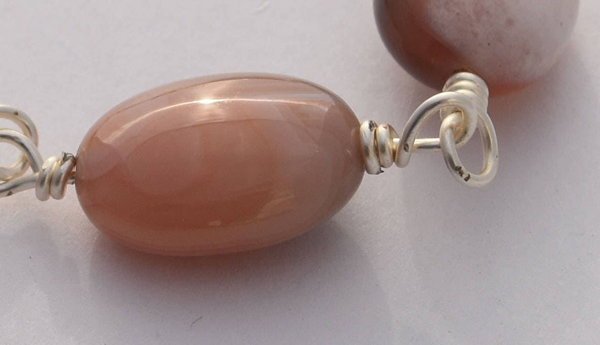 Bostwana Agate Beaded Wire Wrapped Bracelet