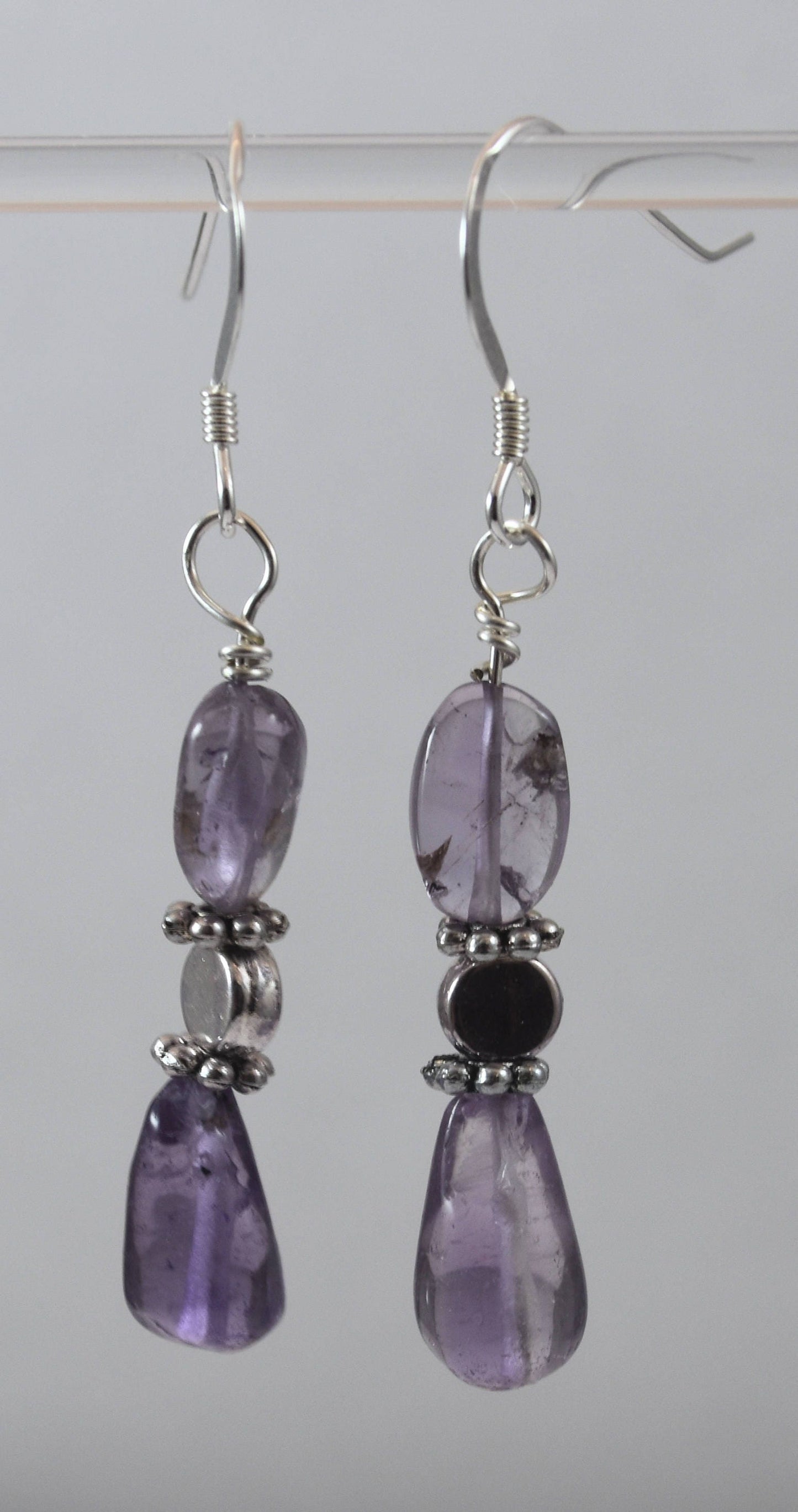 Amethyst and Sterling Silver Drop Earrings