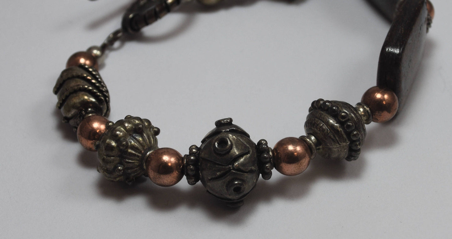 Bronzite Antiqued Silver Bracelet