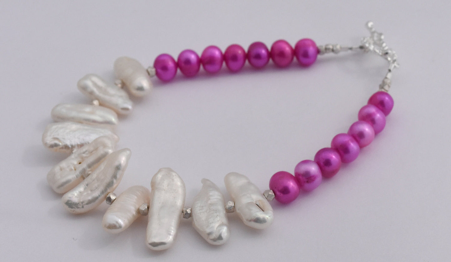Pink Stick Pearl Bracelet