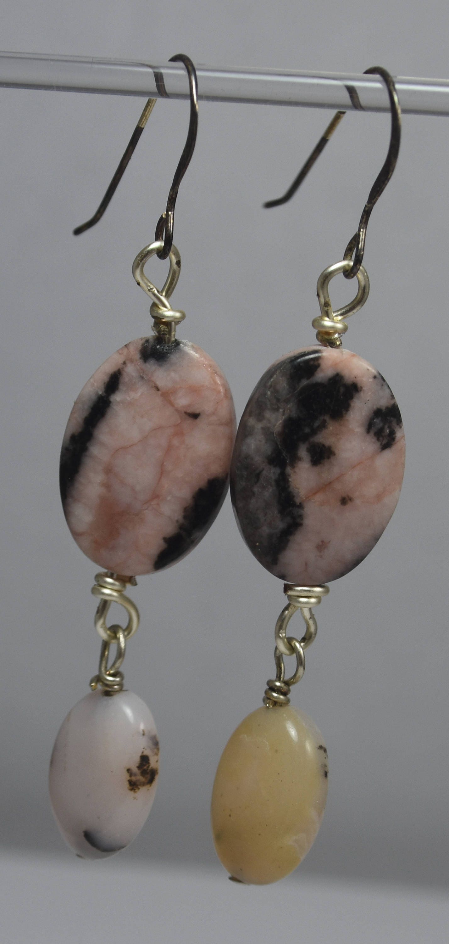 Pink Zebra Agate Dangle Earrings