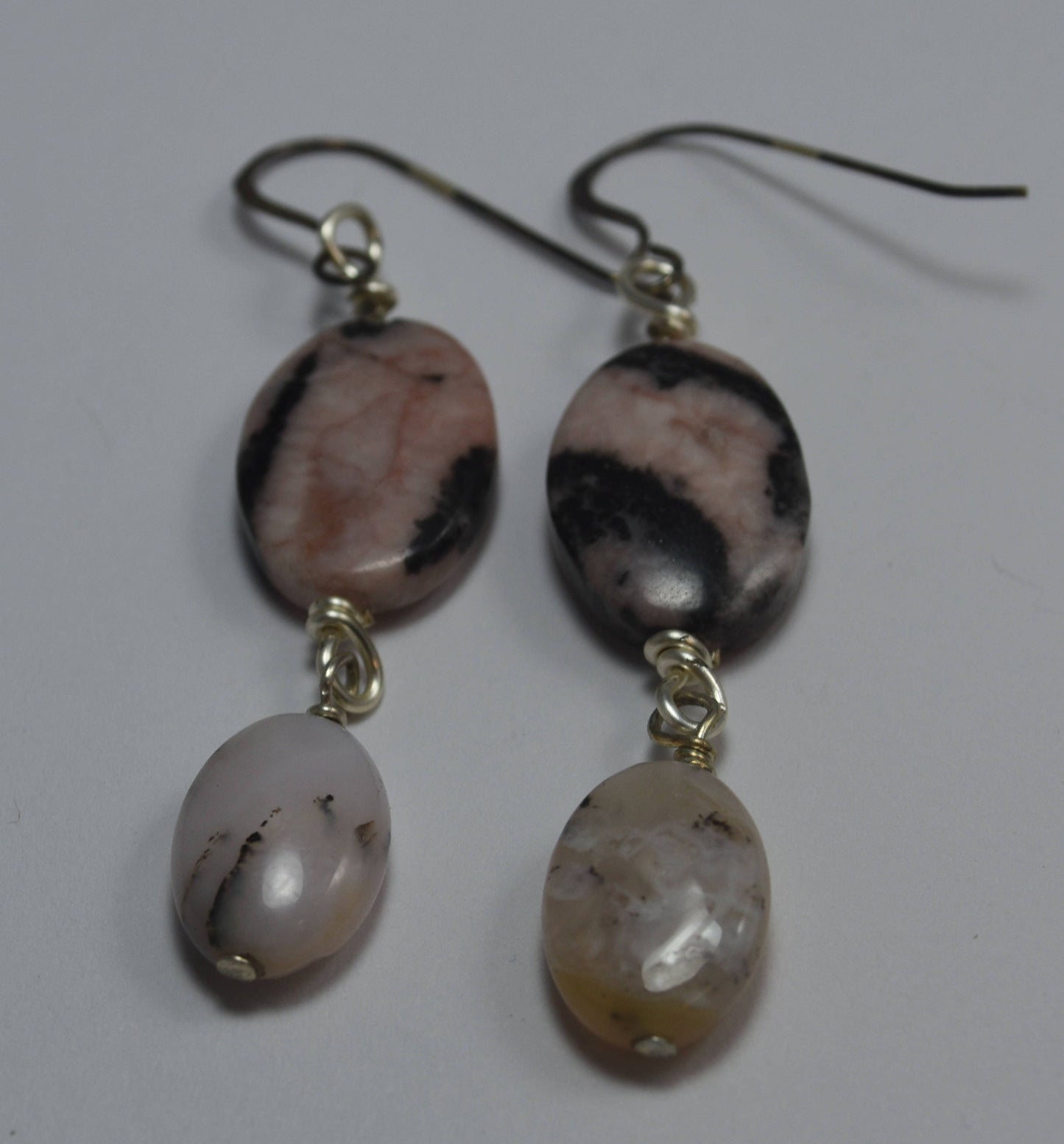 Pink Zebra Agate Dangle Earrings