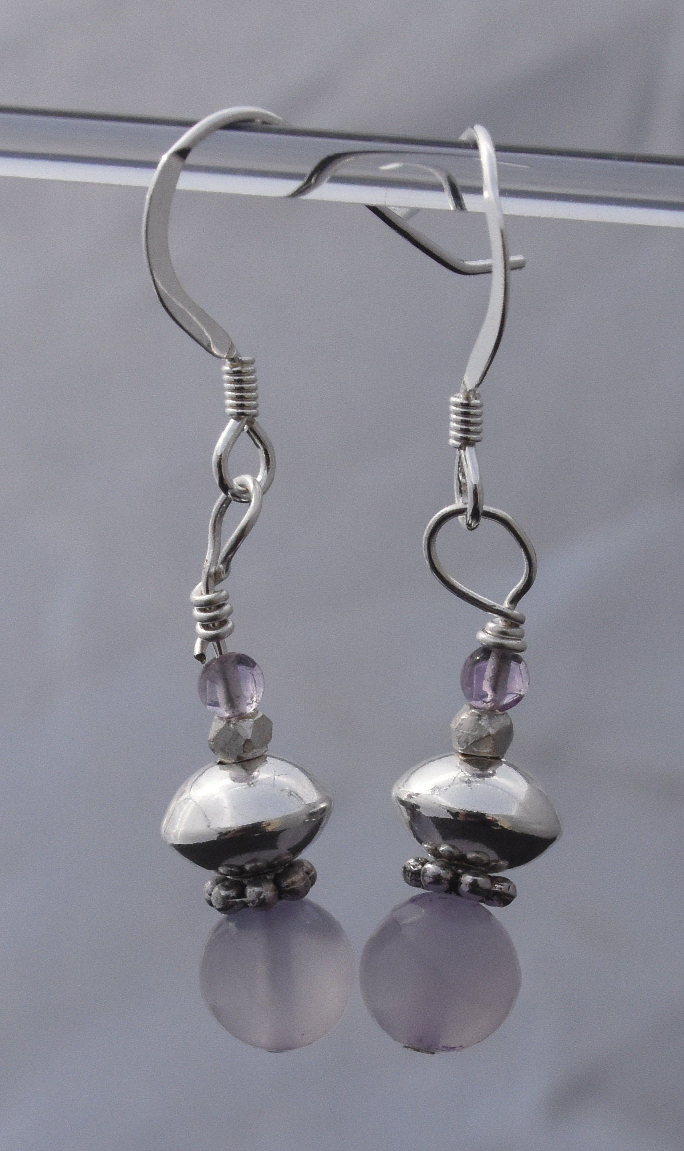Sterling Silver Amethyst Drop Earrings