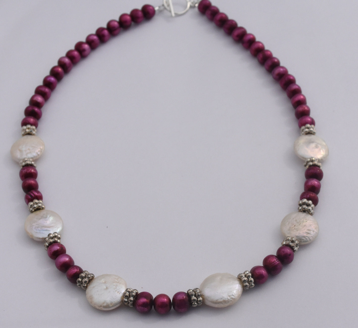 Cranberry Coin Pearl Necklace