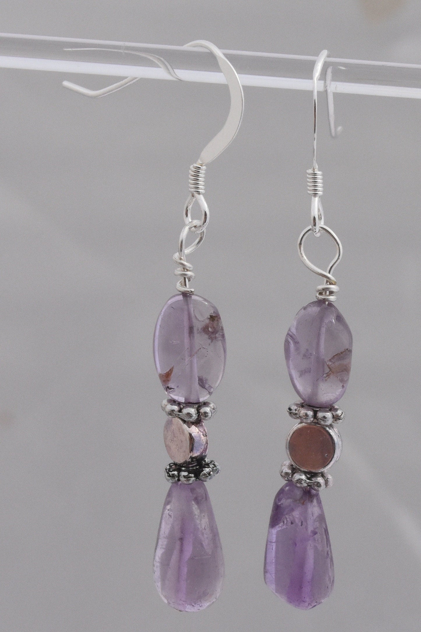 Amethyst and Sterling Silver Drop Earrings