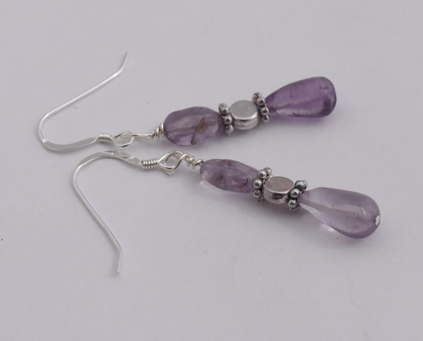 Amethyst and Sterling Silver Drop Earrings