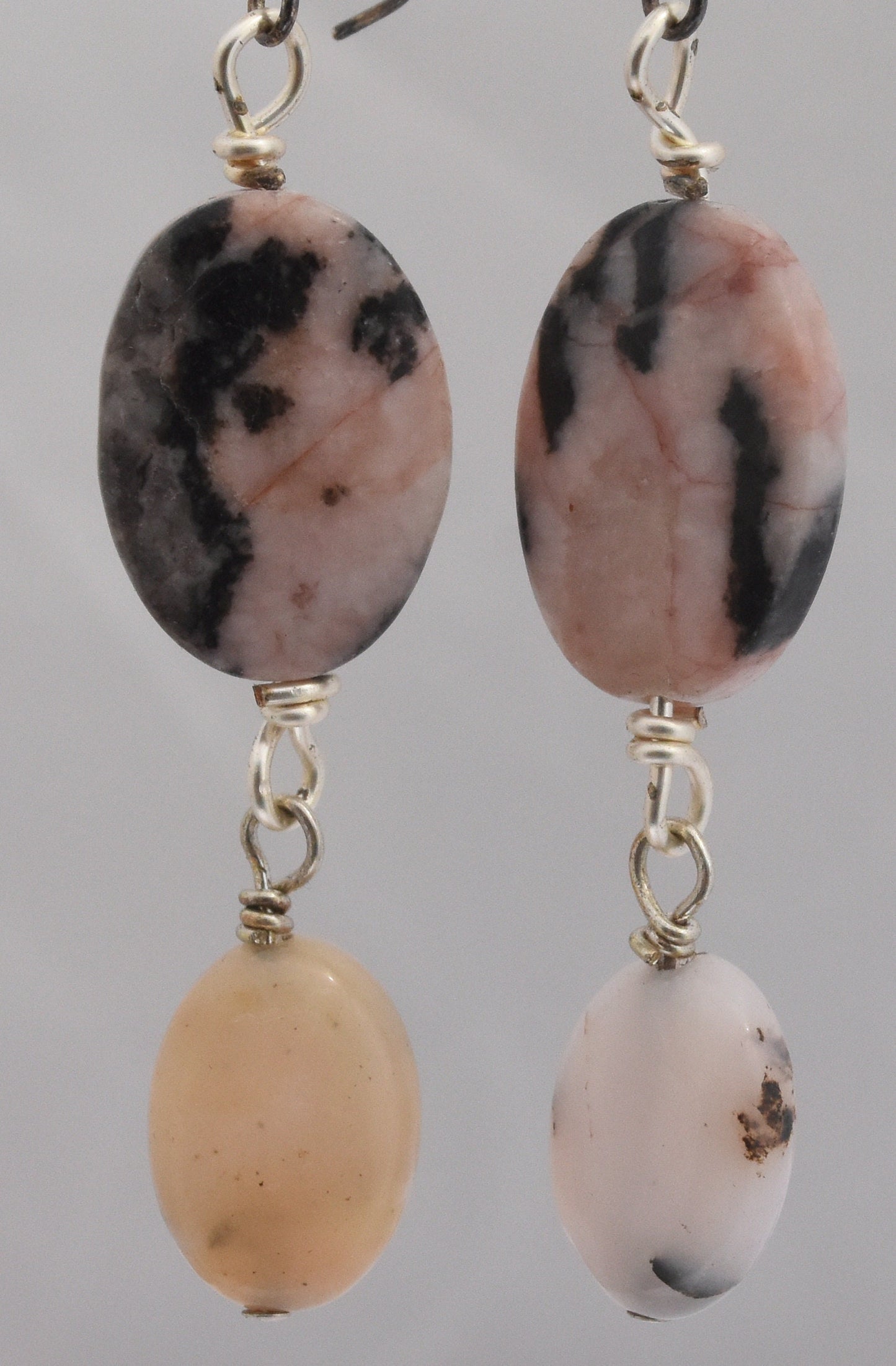 Pink Zebra Agate Dangle Earrings