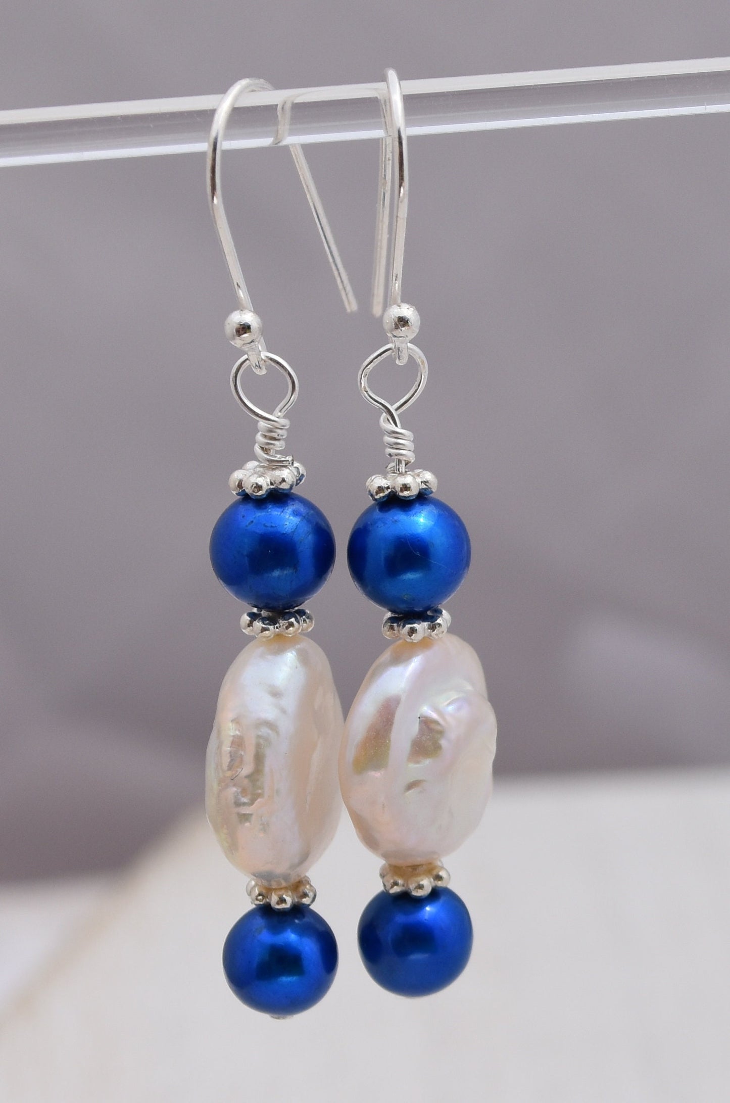 Blue Freshwater Pearl Earrings