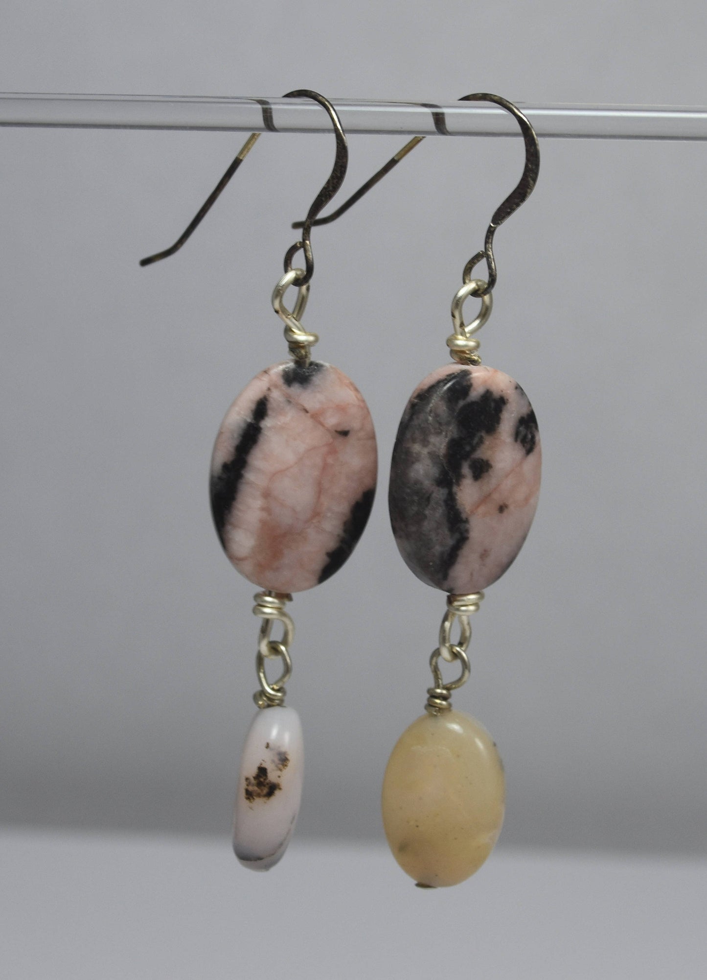 Pink Zebra Agate Dangle Earrings