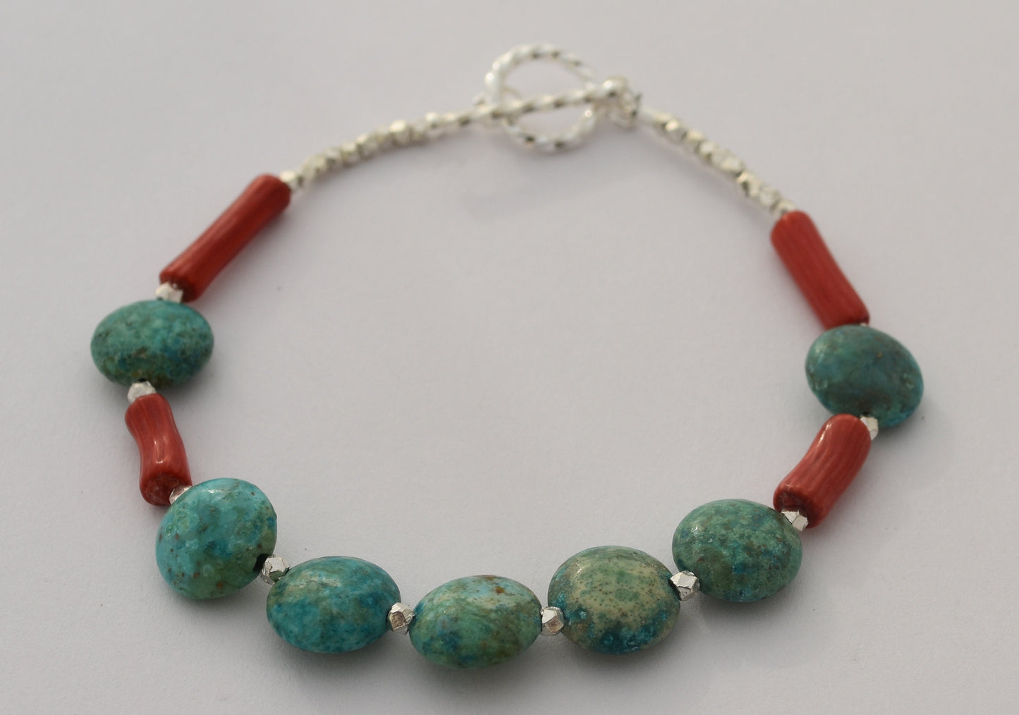 Turquoise and Coral Southwestern Bracelet