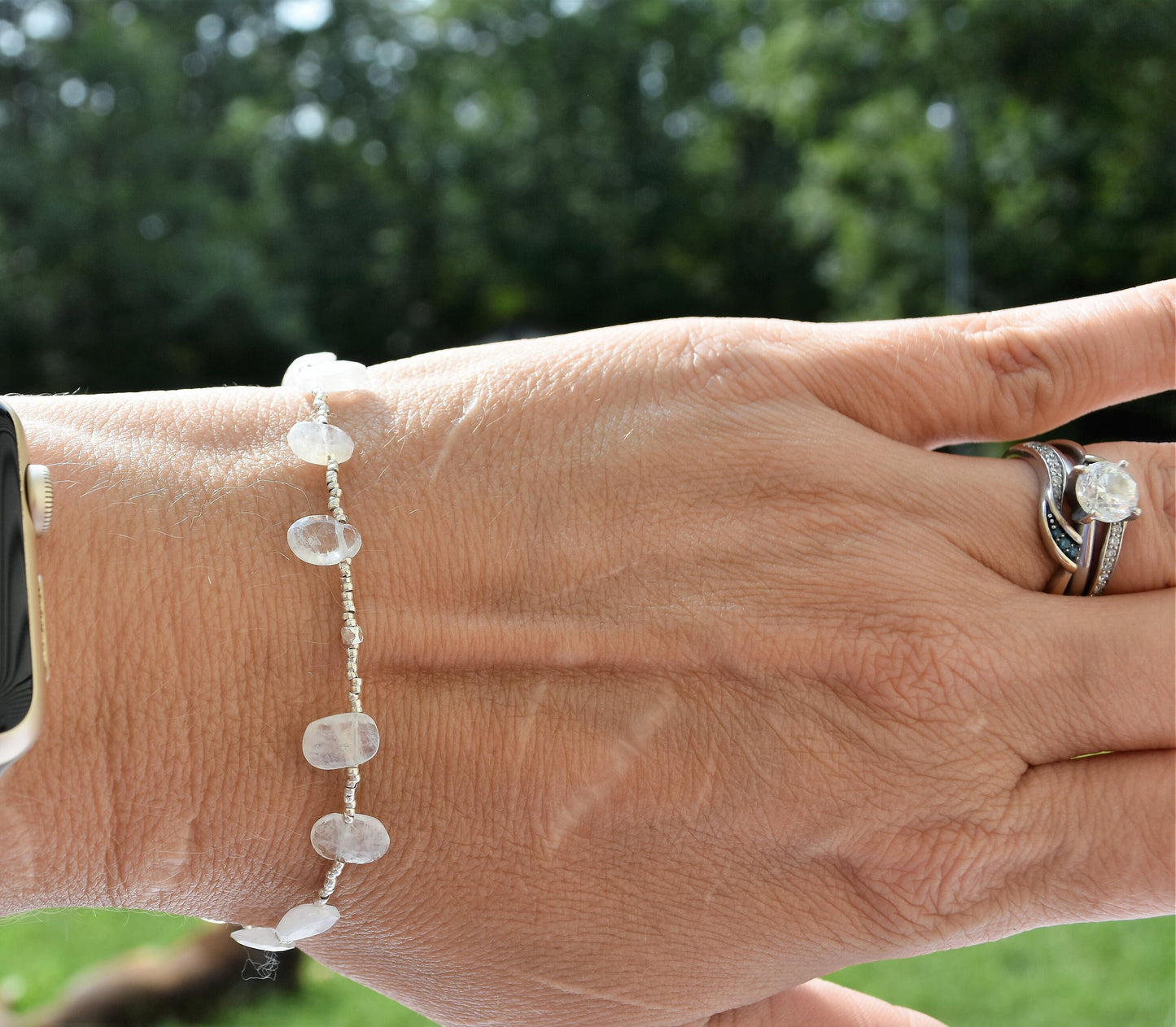 Moonstone and Silver Bracelet