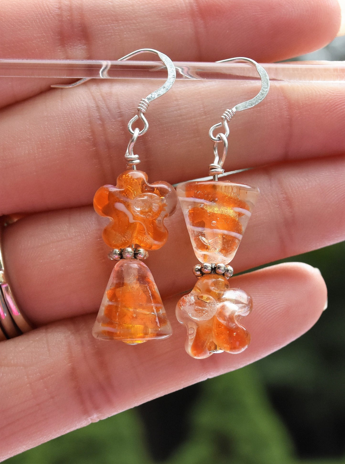 Geometric Orange Glass Earrings