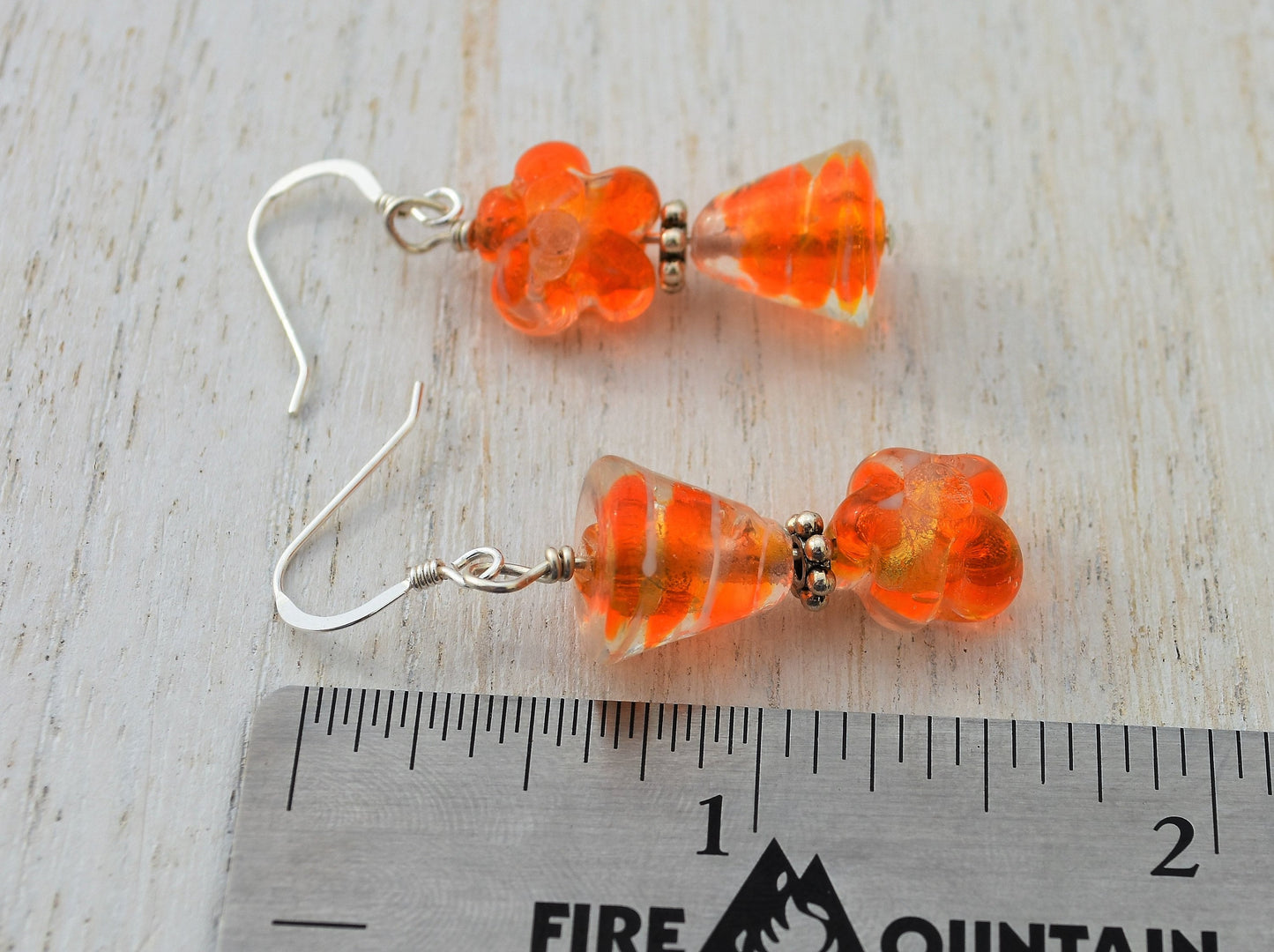 Geometric Orange Glass Earrings