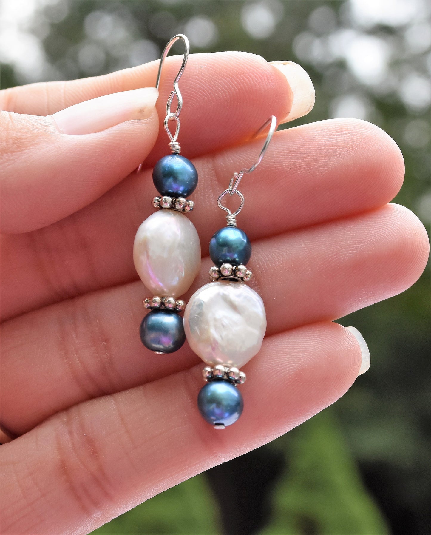 Mountain Blue Freshwater Pearl Earrings