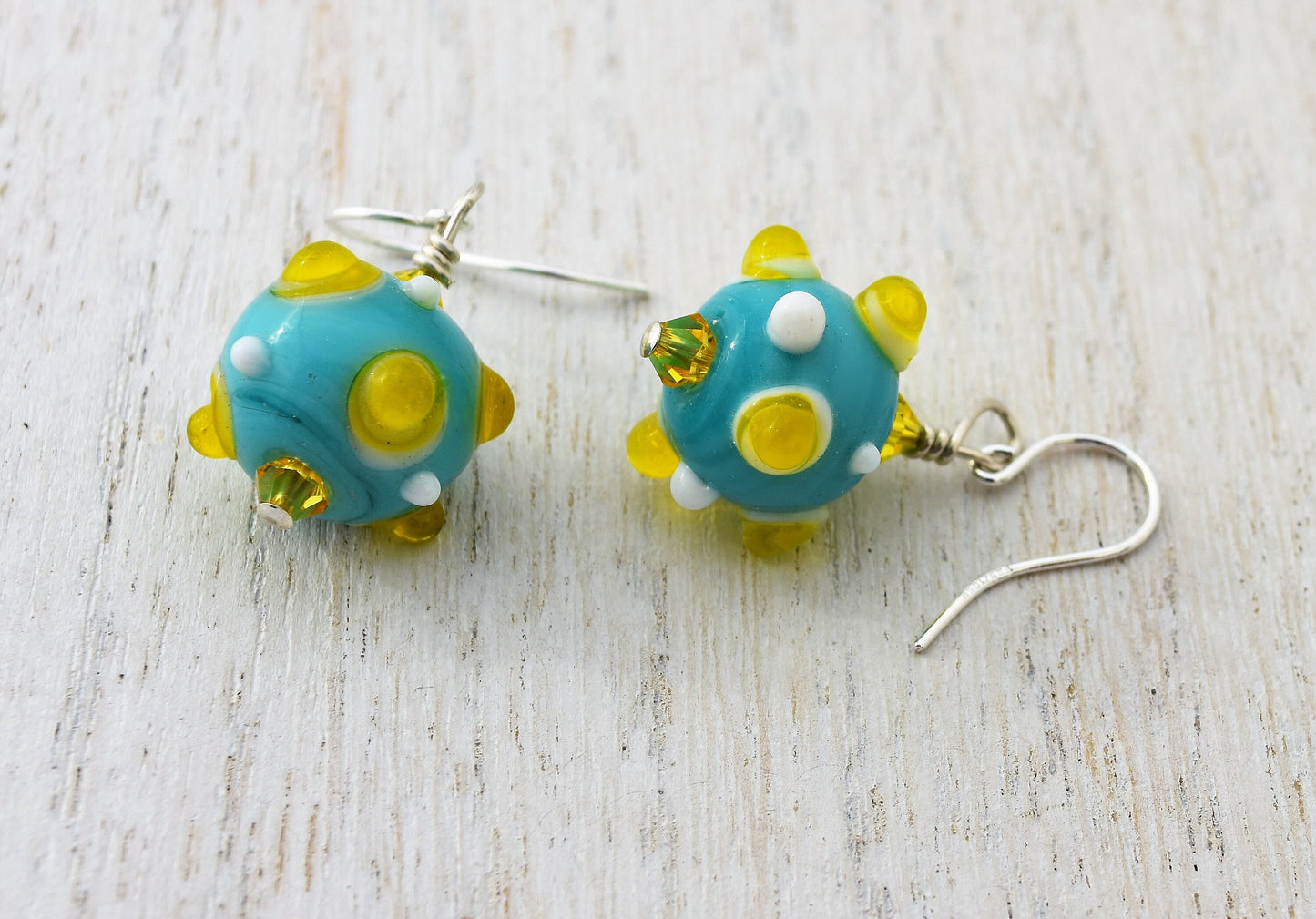 Turquoise Lampwork Bead Earrings