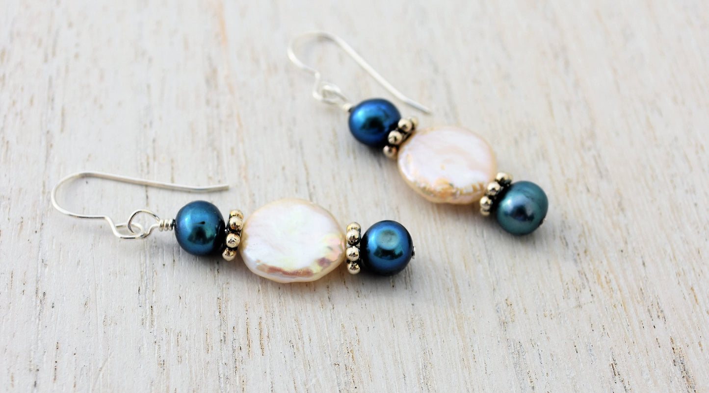 Mountain Blue Freshwater Pearl Earrings