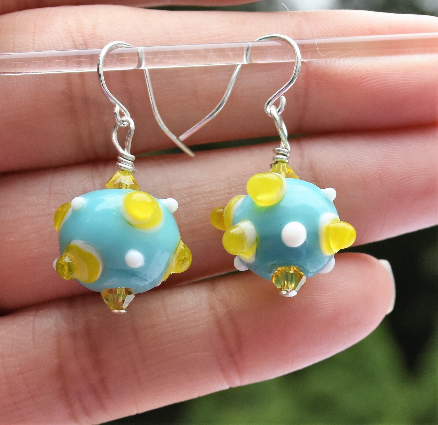 Turquoise Lampwork Bead Earrings