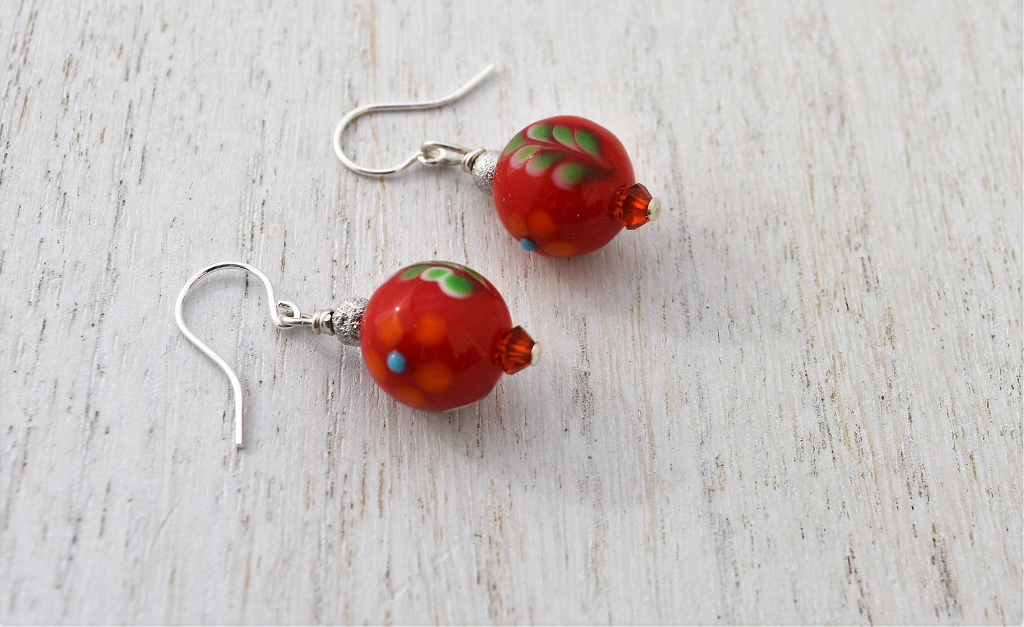 Red Lampwork Earrings