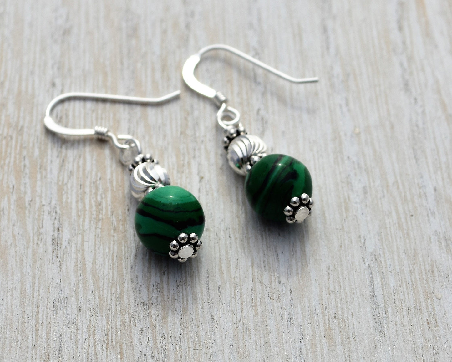 Malachite Sterling Silver Dangle Earrings