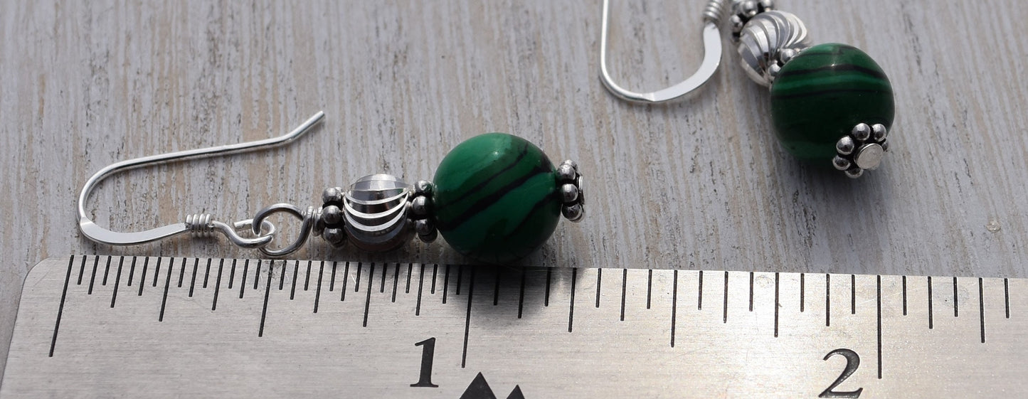 Malachite Sterling Silver Dangle Earrings