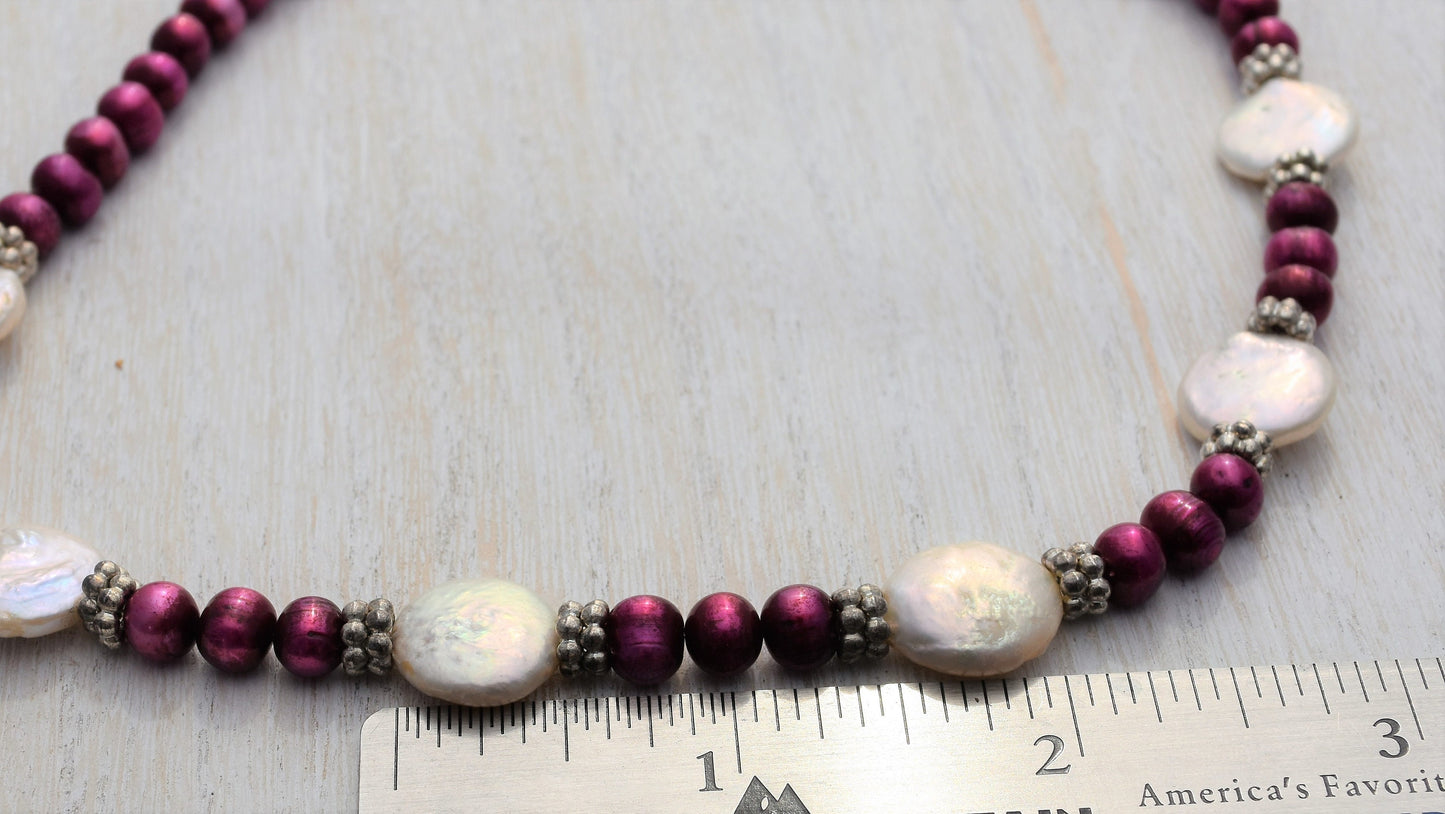 Cranberry Coin Pearl Necklace