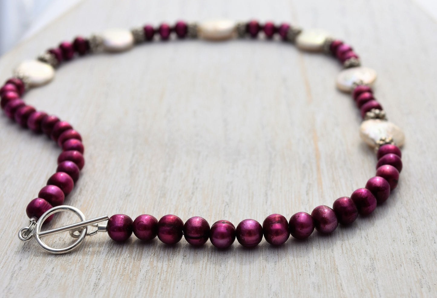 Cranberry Coin Pearl Necklace