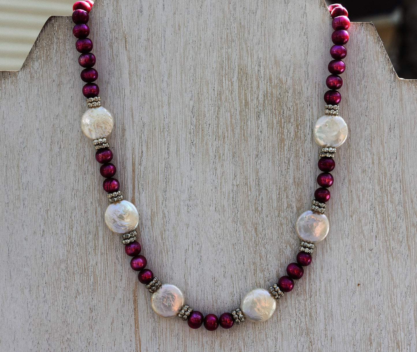 Cranberry Coin Pearl Necklace